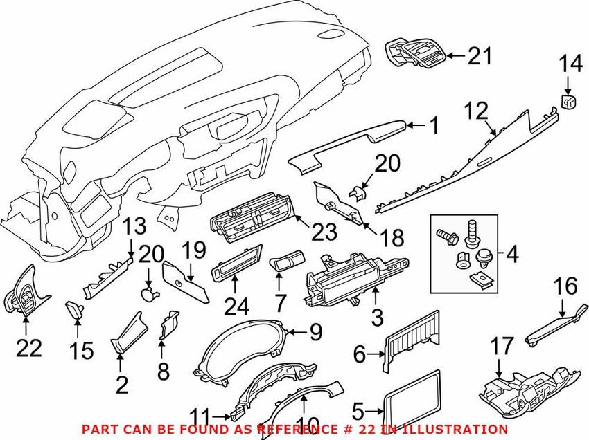 Audi Dashboard Air Vent - Driver Side 4G1820901E6PS